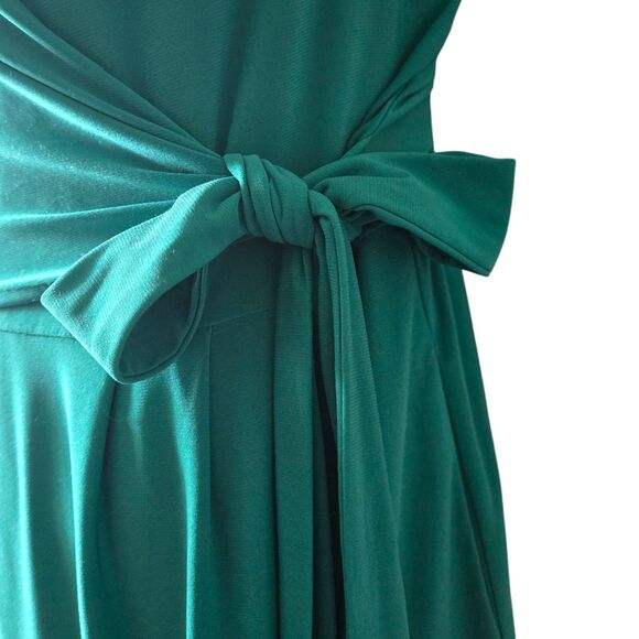 Emma & Michele Green Jersey Knit Faux Wrap Romper • Sleeveless • Fits 1X 14/16 - Picture 5 of 10